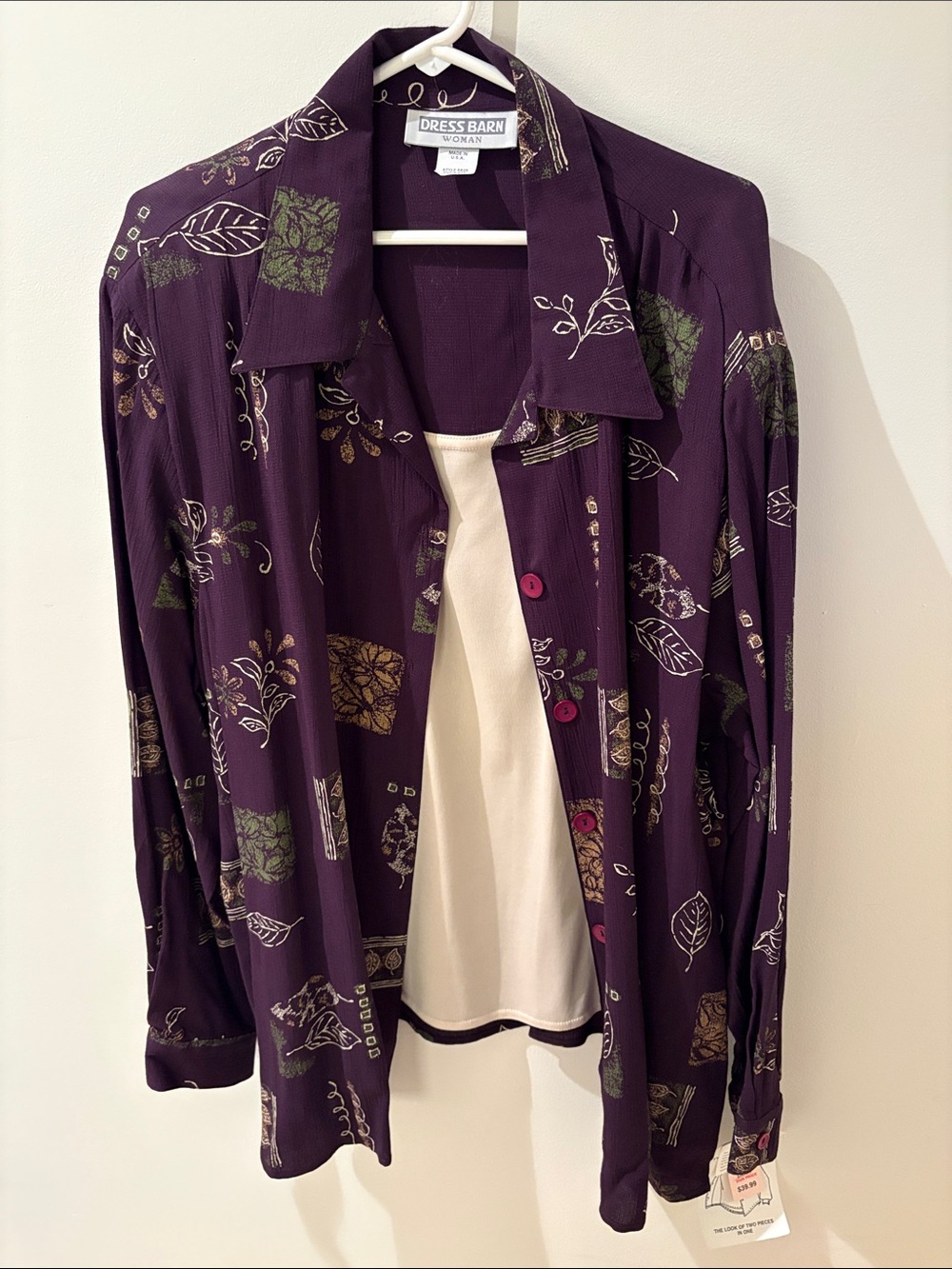 Dress Barn Purple Patterned Button-Front Blazer